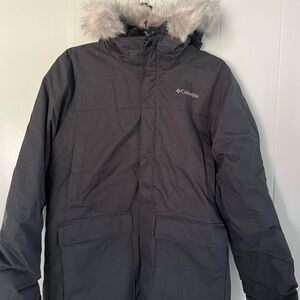 Columbia Kids' Dark Gray Performance Parka with Hood and Removable Faux Fur